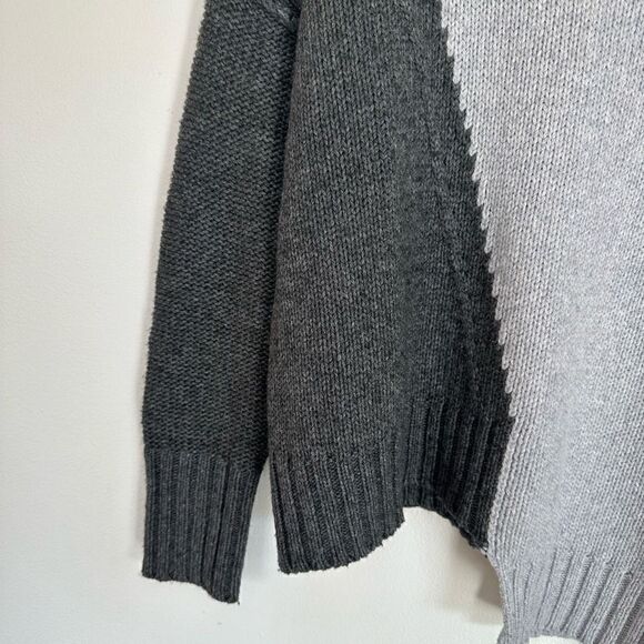 Zaket & Plover Wool Cashmere Blend Color Block Mock Neck Step Hem Neutral Sweate - Picture 3 of 8